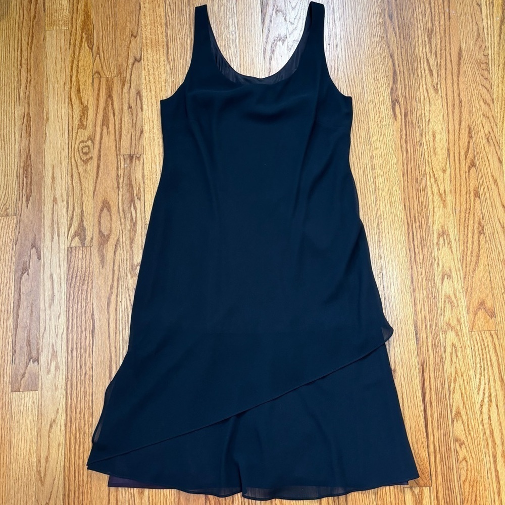 Vintage USA 90s Y2K Jessica Simpson Black Sleeveless Layered Ruffle Hem Dress - Picture 12 of 16